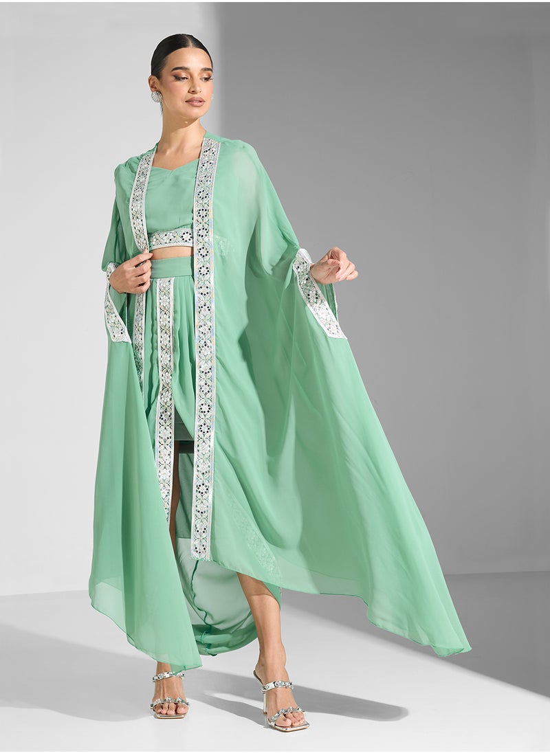 3PCS Set Long Sleeves Skirts & Top
