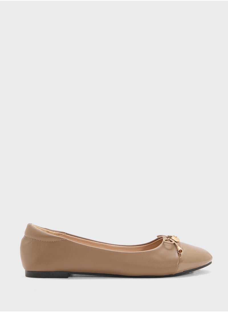 Patent Toe Ballerina With Bow