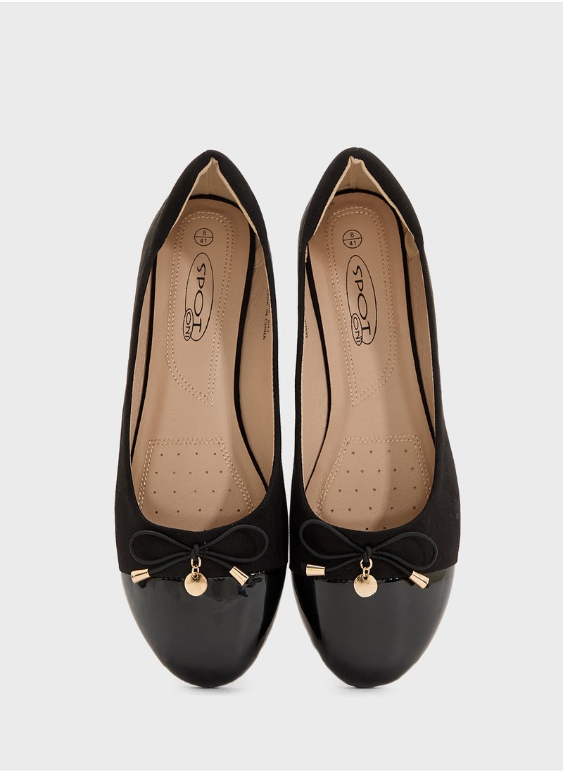 Patent Toe Ballerina With Bow