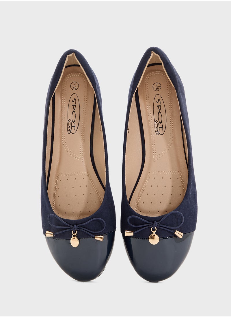 Patent Toe Ballerina With Bow