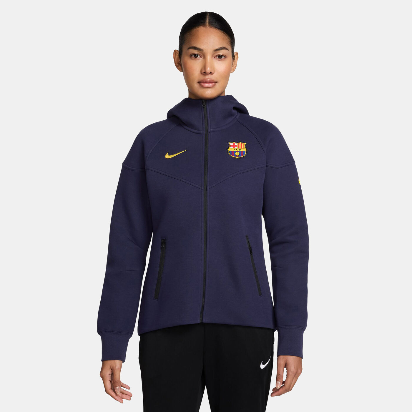 Women's FC Barcelona Tech Windrunner Fleece Football Full-Zip Hoodie