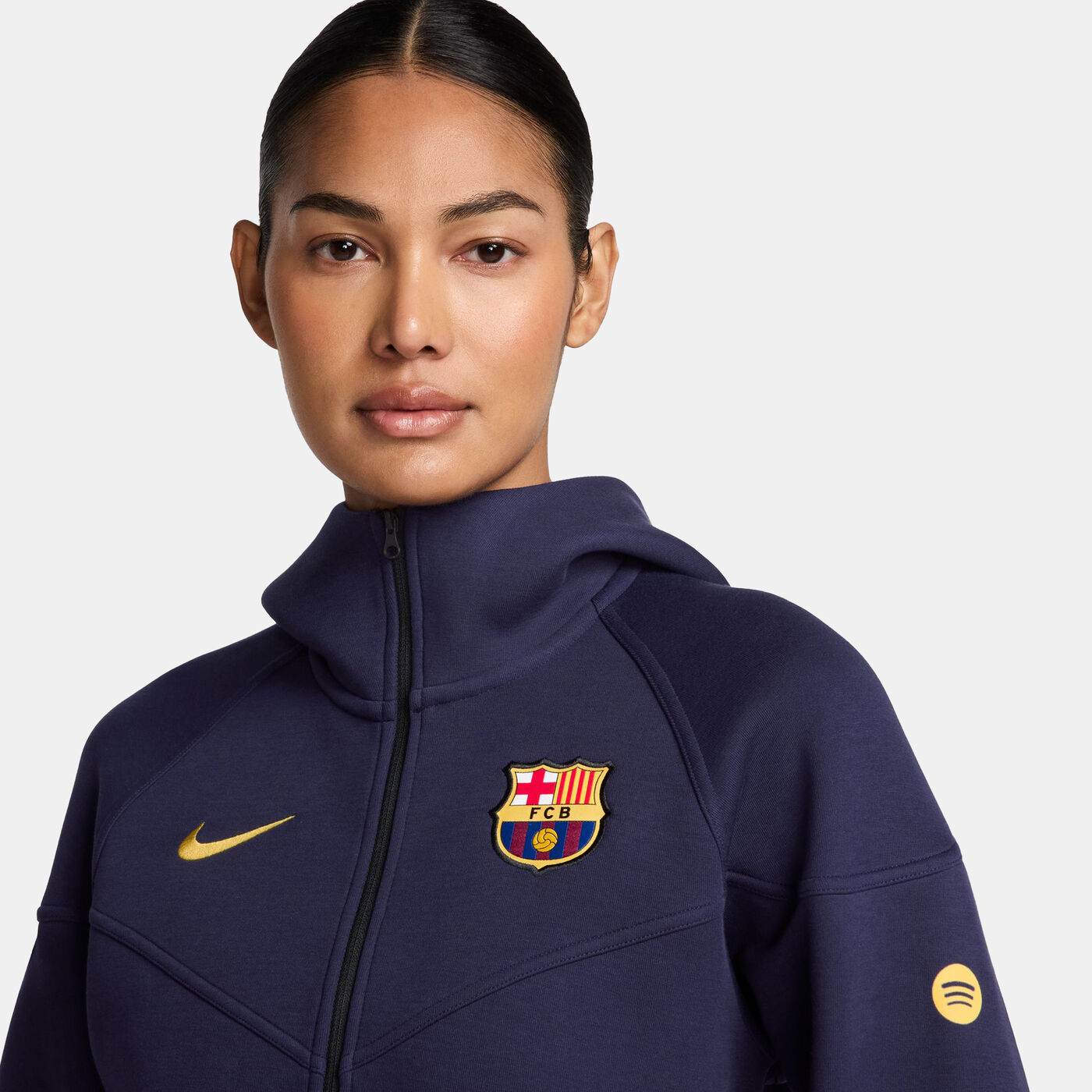 Women's FC Barcelona Tech Windrunner Fleece Football Full-Zip Hoodie
