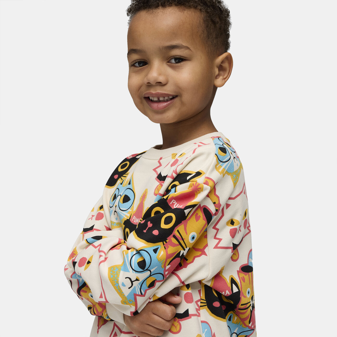 Kids' Moody Cat Allover Print Sweatshirt