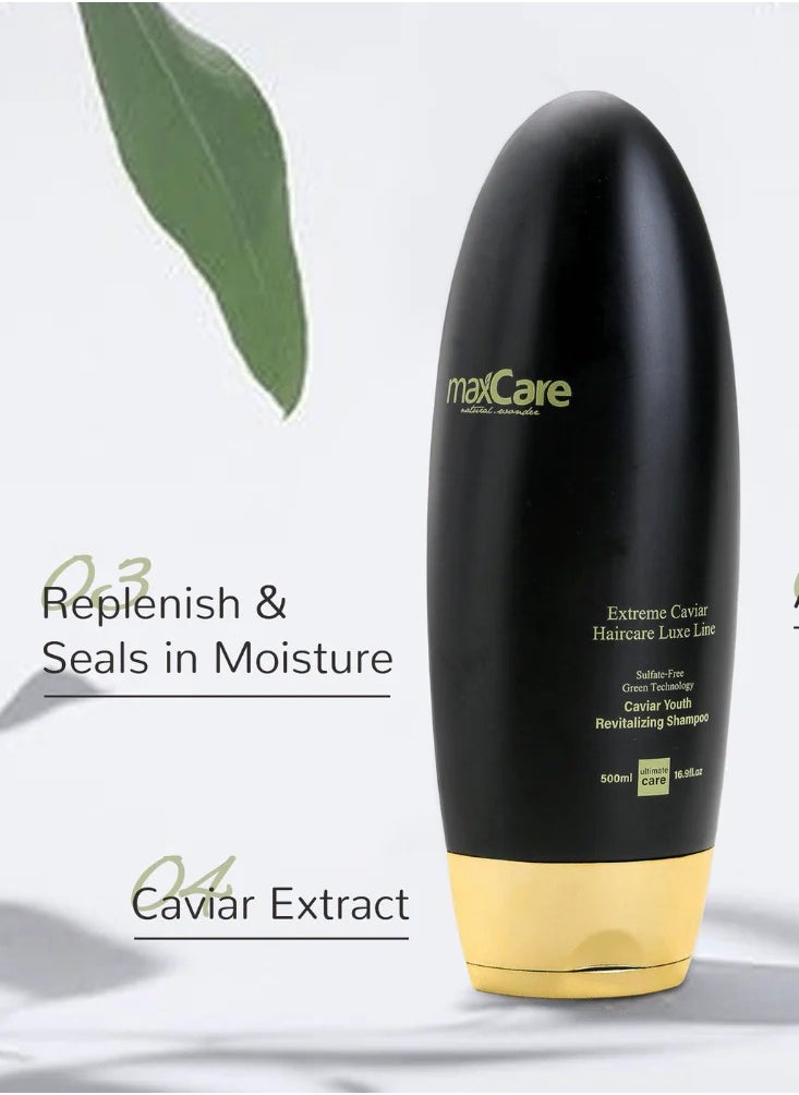 Maxcare Caviar Youth Revitalizing Sulfate-Free Shampoo 500ml – Strengthens & Repairs Hair