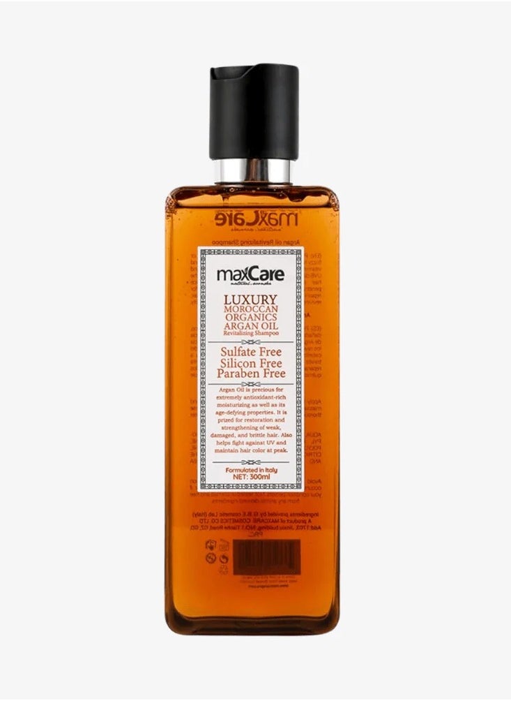 MaxCare Moroccan Organic Argan Oil Shampoo 300ml – SLS & Sulfate Free, Nourishing & Shine Boosting