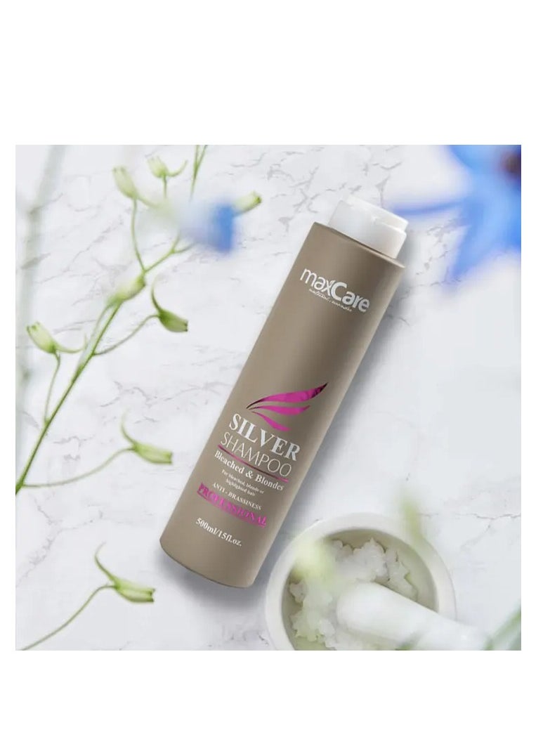 MaxCare Anti-Brass Silver Shampoo 500ml – Professional Formula for Blonde & Silver Hair Maintenance