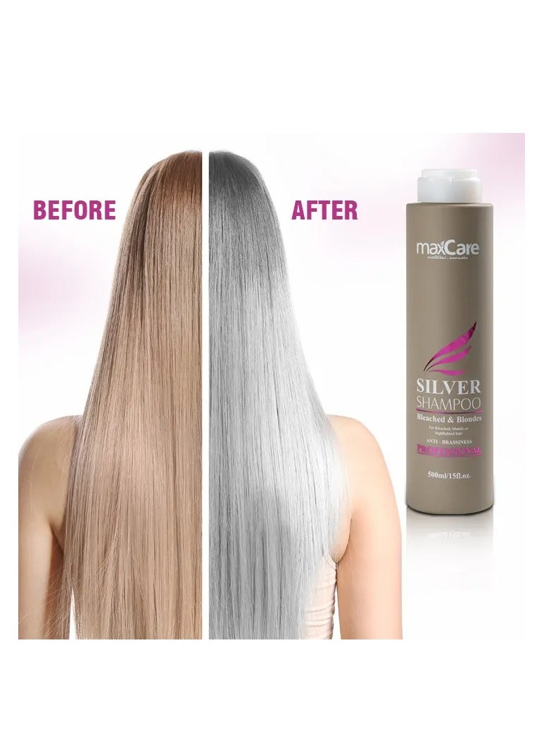 MaxCare Anti-Brass Silver Shampoo 500ml – Professional Formula for Blonde & Silver Hair Maintenance