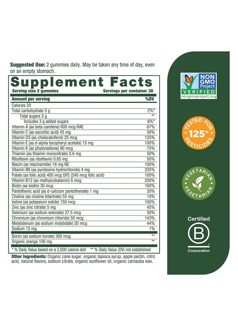 MegaFood Women's Multivitamin Support brain,Immune and bone health,Formulated with choline - Dietary Supplement 60 Gummies /30 Servings (Tangerine)