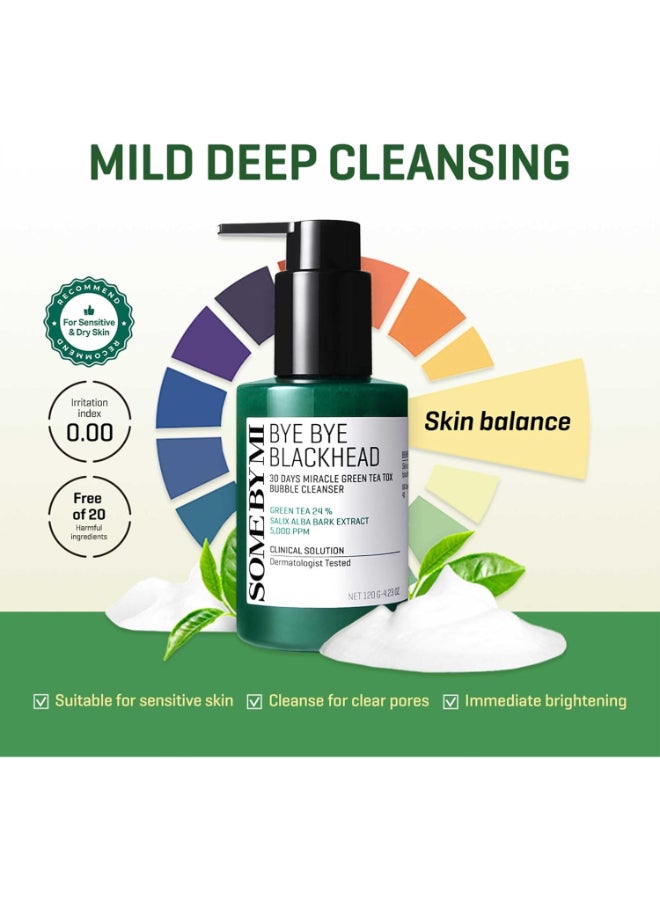 Bye Bye Blackhead 30 Days Miracle Green Tea Tox Bubble Cleanser, 4.23 Oz Packaging May Vary 120grams