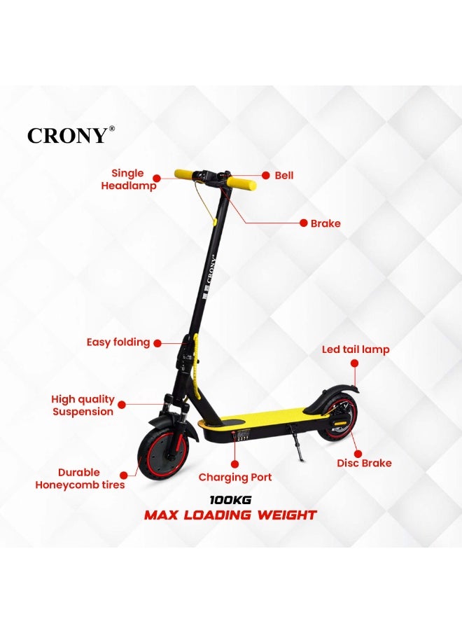 W563 high speed 250W Motor E-Scooter 25-45KM/H Speed, 36V/7.8AH Battery, 10-25KM Range, Front Suspension, Rear Disc Brakes, Aluminum Alloy Frame, 100KG Max Load, LED Headlamp, App Connectivity, Foldable & Portable Electric Scooter for Adults & Kids, Electric Scooter for Commuting & Leisure, Long-Range Motorized Scooter with Easy Folding, Lightweight High-Performance Commuter Skateboard，yellow