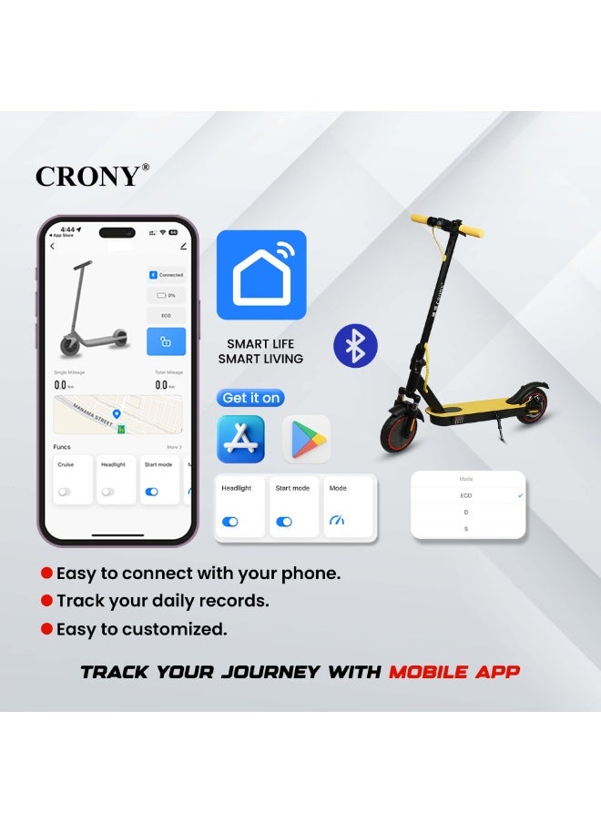 W563 high speed 250W Motor E-Scooter 25-45KM/H Speed, 36V/7.8AH Battery, 10-25KM Range, Front Suspension, Rear Disc Brakes, Aluminum Alloy Frame, 100KG Max Load, LED Headlamp, App Connectivity, Foldable & Portable Electric Scooter for Adults & Kids, Electric Scooter for Commuting & Leisure, Long-Range Motorized Scooter with Easy Folding, Lightweight High-Performance Commuter Skateboard，yellow