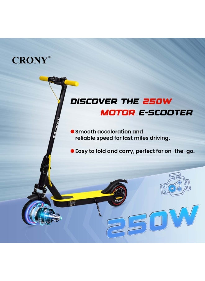 W563 high speed 250W Motor E-Scooter 25-45KM/H Speed, 36V/7.8AH Battery, 10-25KM Range, Front Suspension, Rear Disc Brakes, Aluminum Alloy Frame, 100KG Max Load, LED Headlamp, App Connectivity, Foldable & Portable Electric Scooter for Adults & Kids, Electric Scooter for Commuting & Leisure, Long-Range Motorized Scooter with Easy Folding, Lightweight High-Performance Commuter Skateboard，yellow