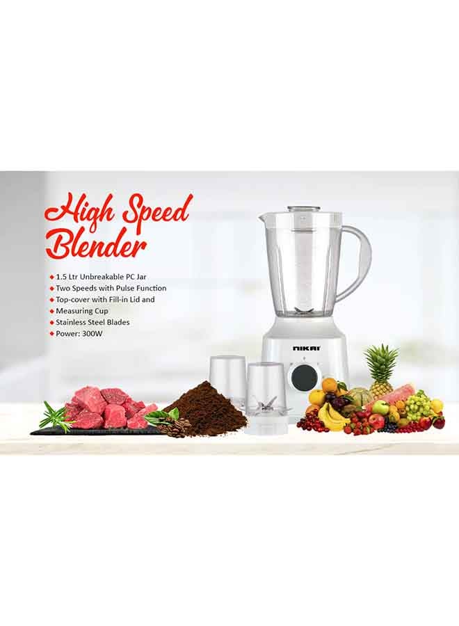 3-in-1 Blender with 1.5 Ltr Liquid Jar, 1 Coffee Grinder & 1 Meat Mincer, 2 Speeds, Stainless Blades, Unbreakable Jar, Perfect for Dry & Wet Fine Grinding, Mixing & Juicing 1.5 L 350 W NB1900NA1 White