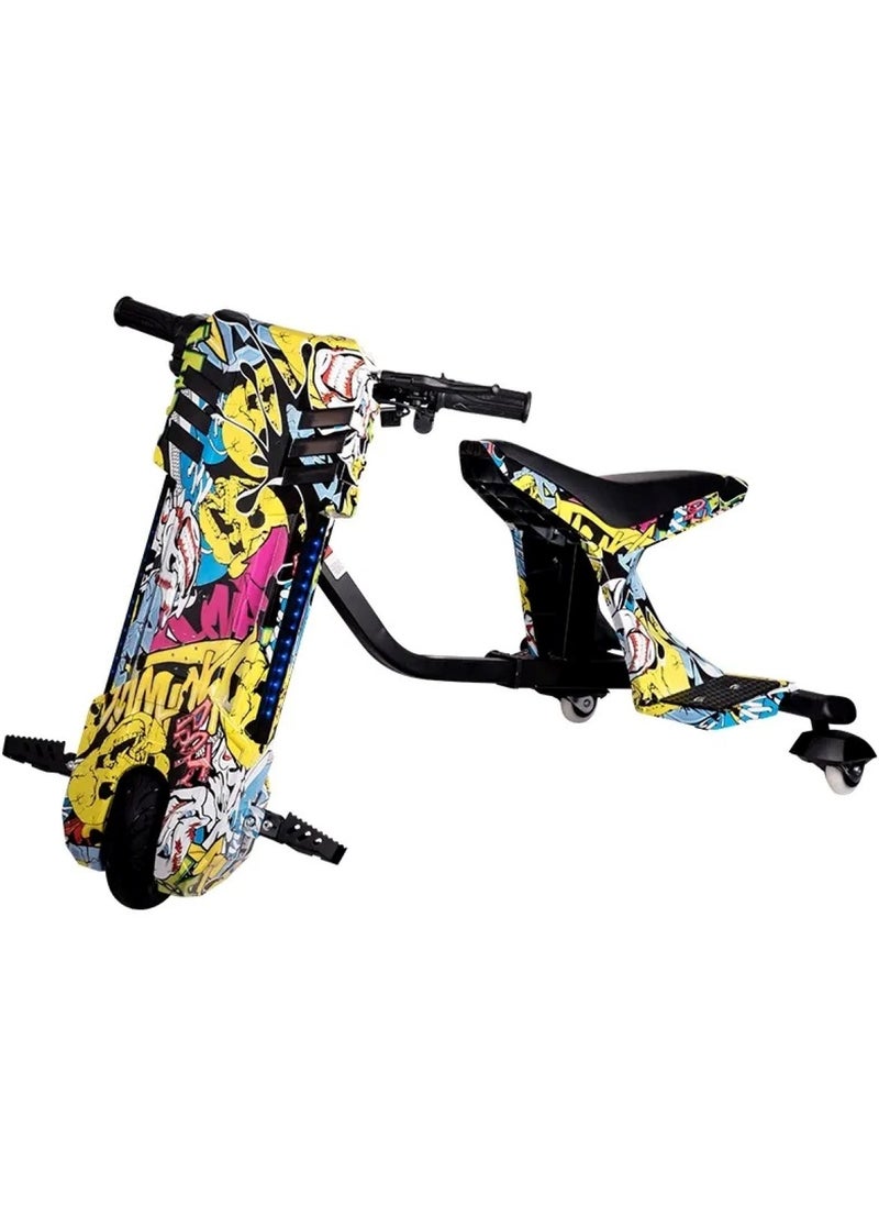 3 Wheel Drifter 36v Electric Scooter 360 Degree Rotation with Led Light Comfortable Seat and Bluetooth Assorted