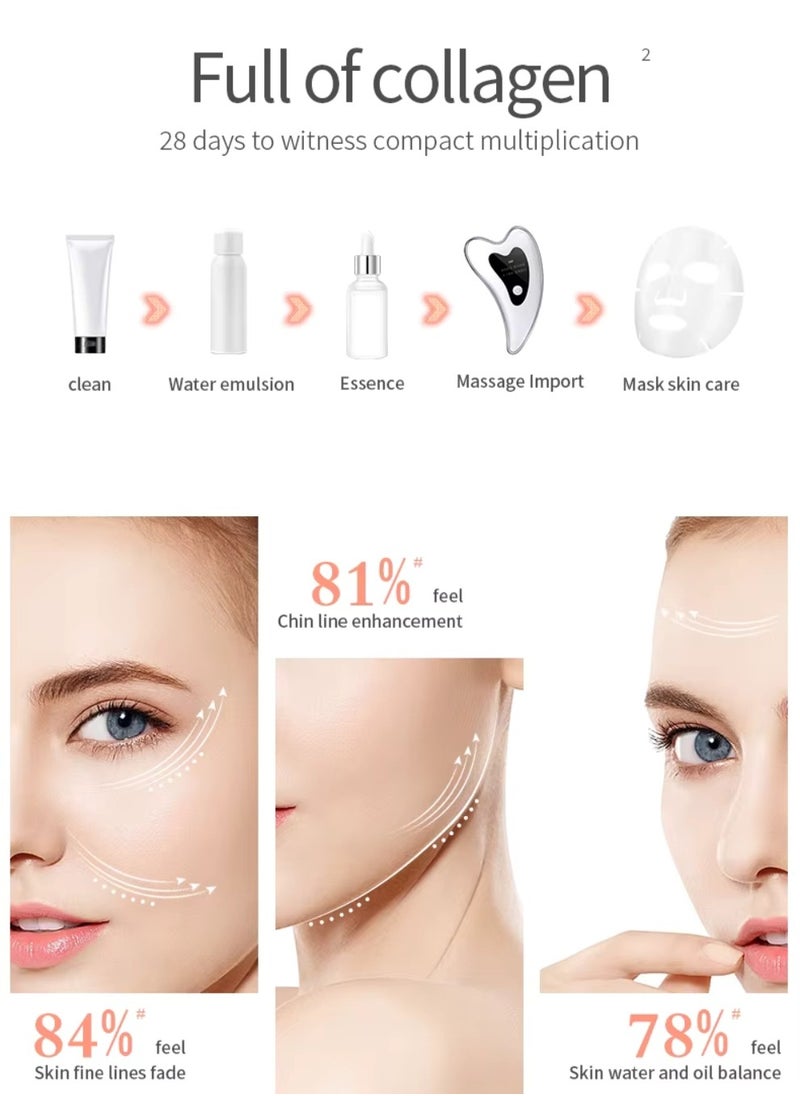 Electric Gua Sha - Face Lift Device -Gua Sha Facial Tools - Face Sculpting Tool - Heated & Vibration & Red Light Face Massager Anti-Aging & Wrinkles Puffiness Double Chin Tension Relief
