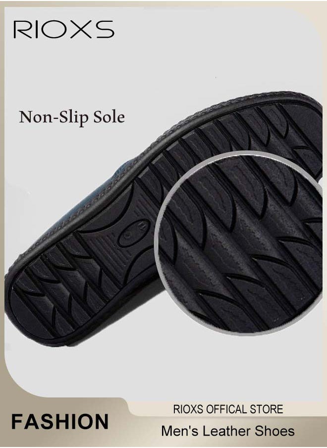 Men's Business Leather Shoes, Black Formal Shoes For Men, Round Toe Oxford Shoes, Stylish Classic Loafer, Comfortable Formal Loafer Shoes, Lightweight Walking Flats, Non Slip Work Shoes For Daddy Husband Boyfriend, Business Shoes For Daily Wear And Formal Occasions