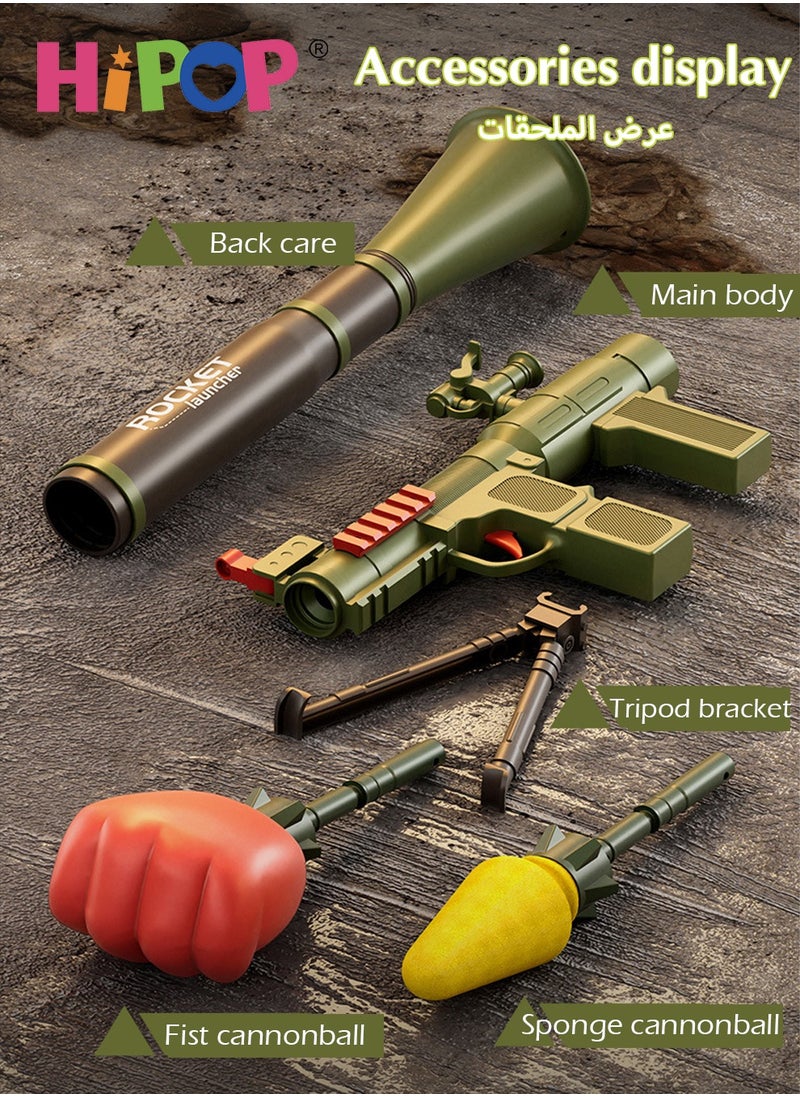RPG Toys Gun for Kids,Rocket Launcher Gun Toy,Safe Soft Bullet,Kids Eeducational Model Gun Toy
