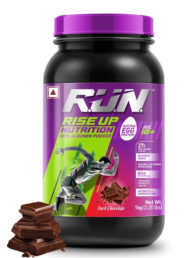 100% Egg White Protein Powder, Natural Egg Protein, 27g Protein, 14g EAA, Lactose Free, Soy Free, Gluten Free, 2.20 lbs/1 kg, 28 Servings, Dark Chocolate
