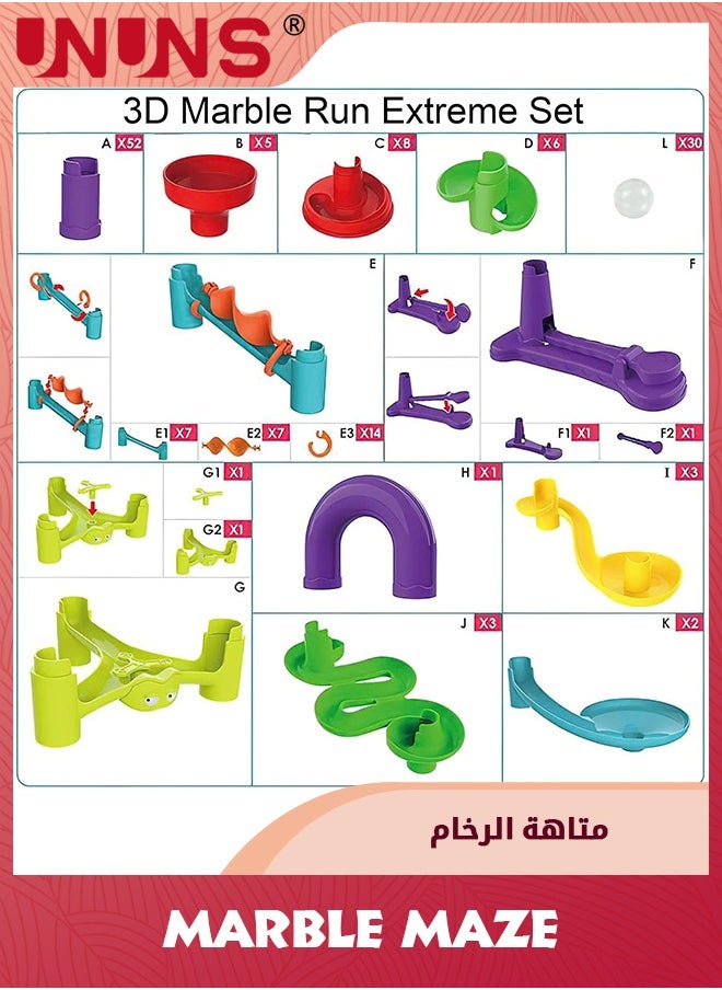 Marble Run Set For Kids,142 Pcs Marble Maze Track Race Game,Construction Buliding Blocks Toys,STEM Maze Educational Race Game,Birthday Gifts Maze Toy For Boys Girls Age 3 to 12