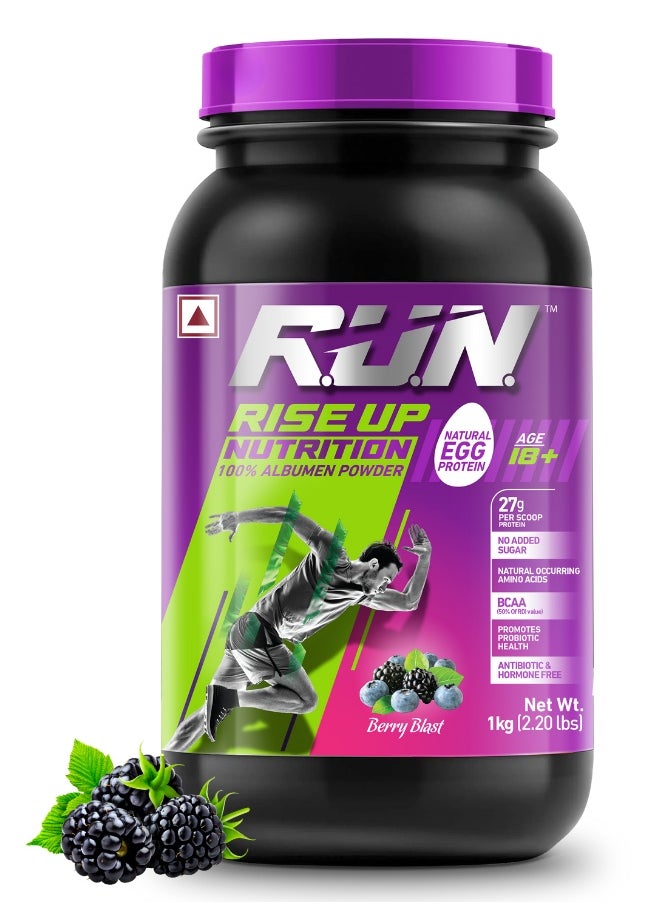 100% Egg White Protein Powder, Natural Egg Protein, 27g Protein, 14g EAA, Lactose Free, Soy Free, Gluten Free, 2.20 lbs/1 kg, 28 Servings, Berry Blast