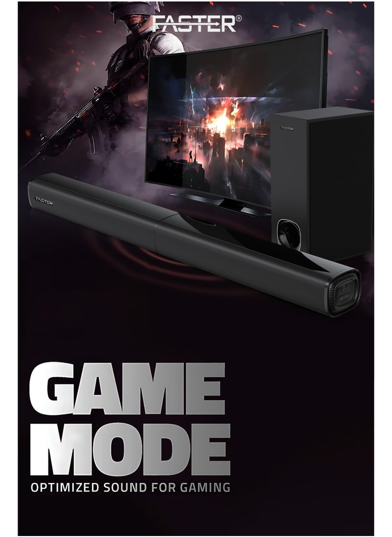XB7000 2.1 CH Home Theater Soundbar - Wired Subwoofer 80W Powerful Output - Dedicated Sound Mode, Deep and Thrilling Bass, Digital Embedded - Supporting Bluetooth, Optical HDMI(ARC), AUX, USB & Remote