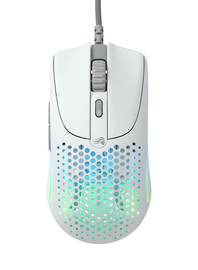 Model O2 Wired RGB Gaming Mouse, Ultralight 59-gram Weight,  26,000 DPI BAMF 2.0 Sensor, Crisp Switches Rated for 80M Clicks, RGB Lighting, G-Skates Mouse Feet, White | GLO-MS-OV2-MW
