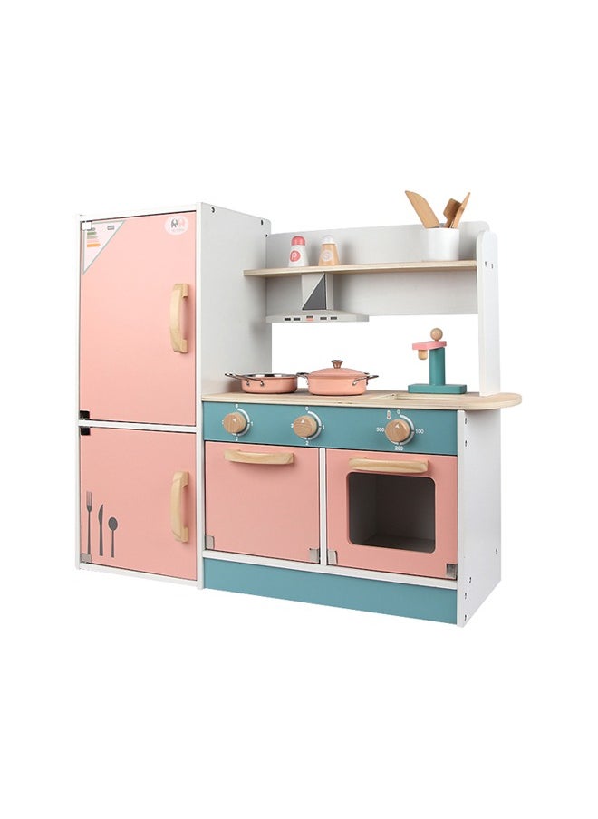 Children's Wooden Simulation Kitchen Set Play House Refrigerator Kitchenware Toy For Stove Parent-child