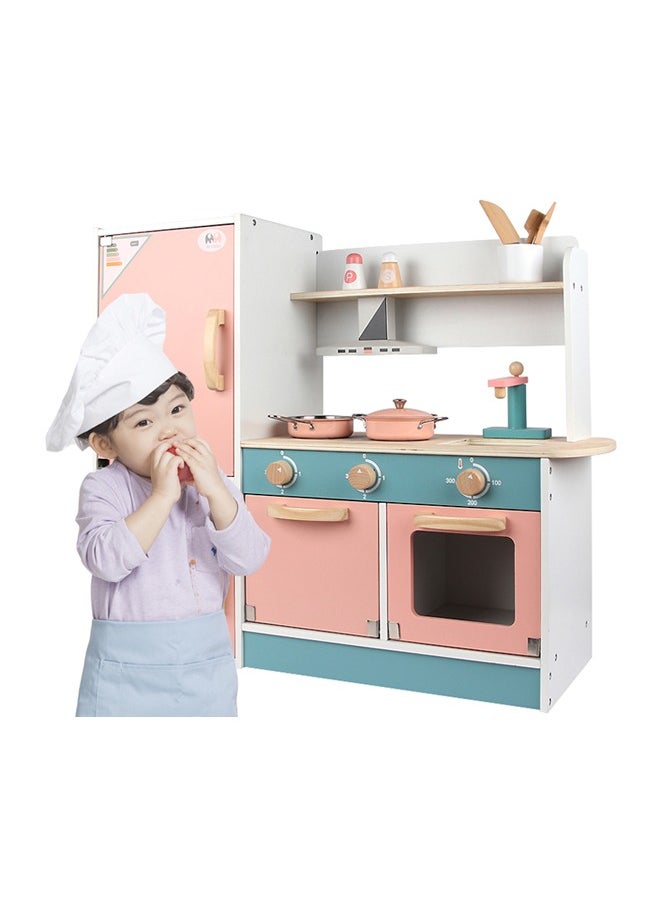 Children's Wooden Simulation Kitchen Set Play House Refrigerator Kitchenware Toy For Stove Parent-child
