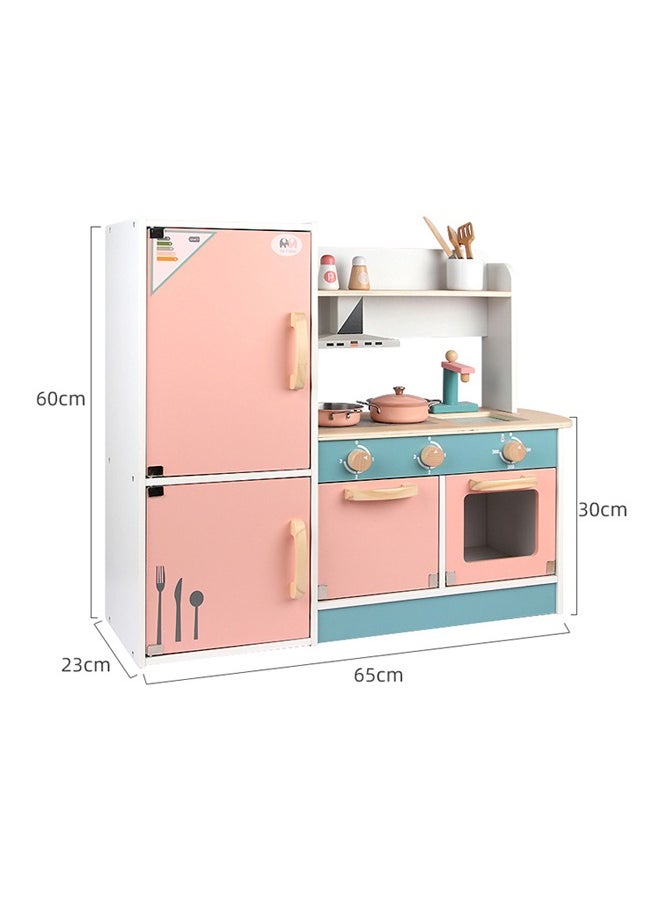 Children's Wooden Simulation Kitchen Set Play House Refrigerator Kitchenware Toy For Stove Parent-child