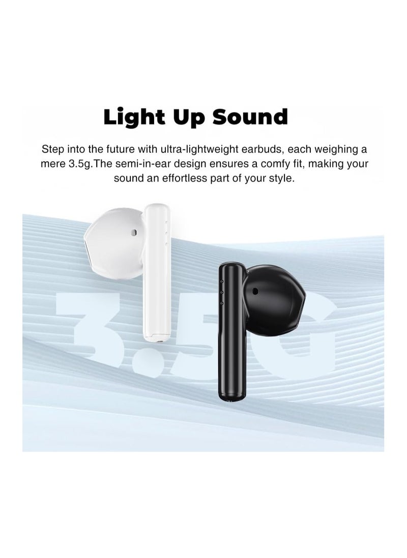 Excelent Bluetooth Wireless Earphone With Bluetooth 5.3 Connectivity, Gaming Mode, Active Noise Cancellation and 40 Hours Battery Life T9 -White