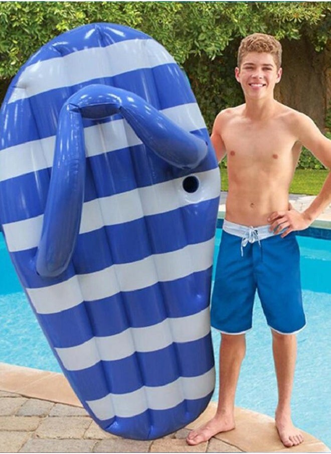 Giant Slipper Inflatable Flip Flops Pool Lounger Float PVC Funny On Summer Beach Pool Party  for Kids  Adults -Blue