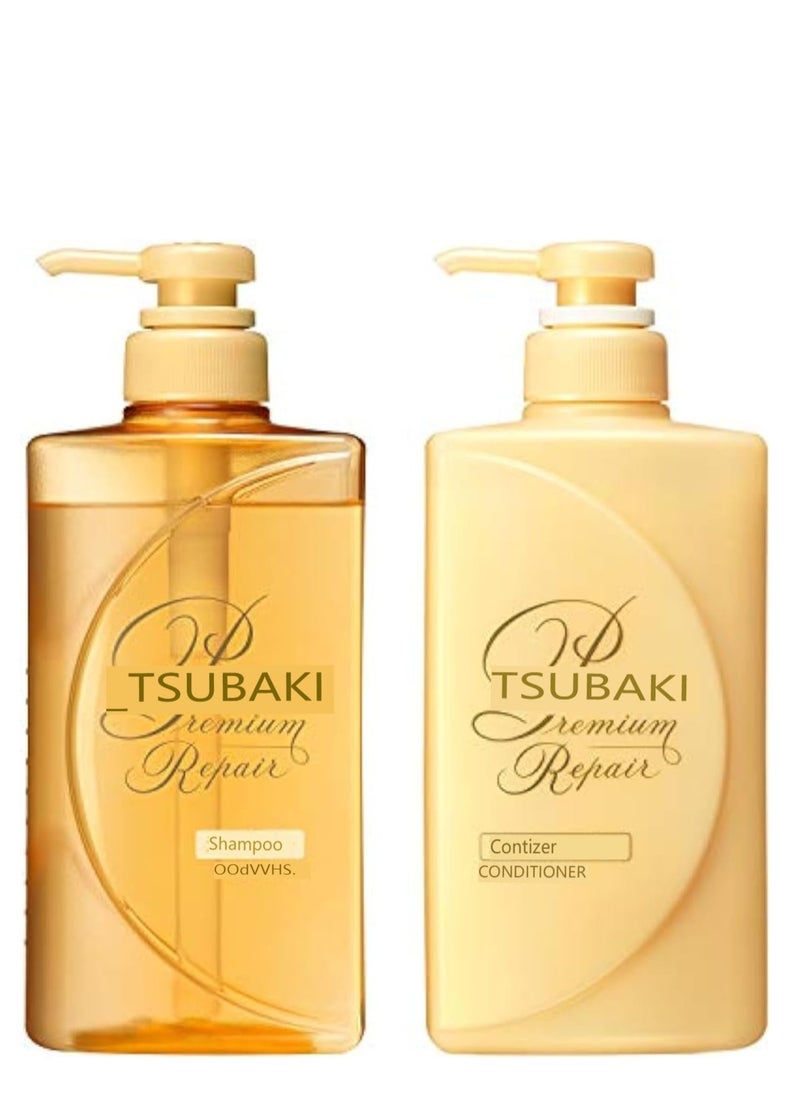Shiseido Tsubaki Premium Repair Floral Fruity Shampoo and Conditioner Set ,(490ml/16.56oz) each