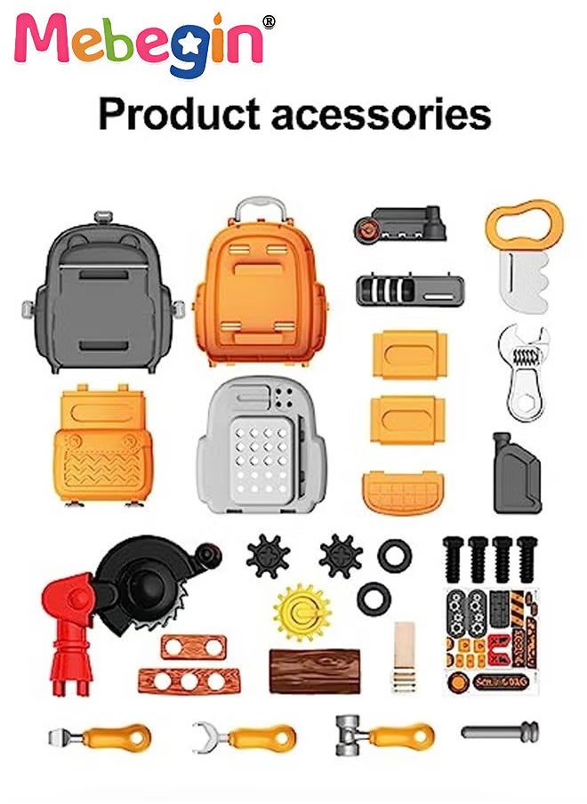 31 Pcs Tool Backpack Toy Play Set, Kids Construction Tool Bench with Various Simulation Accessories, Realistic Pretend Play Set Workbench Toys Gifts for Boys Girls Kids 3+