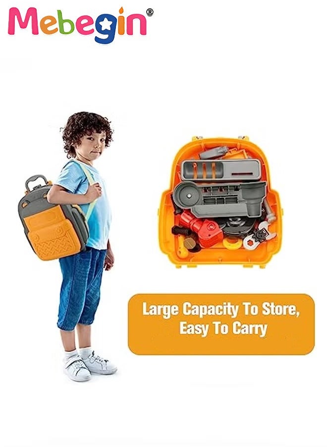 31 Pcs Tool Backpack Toy Play Set, Kids Construction Tool Bench with Various Simulation Accessories, Realistic Pretend Play Set Workbench Toys Gifts for Boys Girls Kids 3+