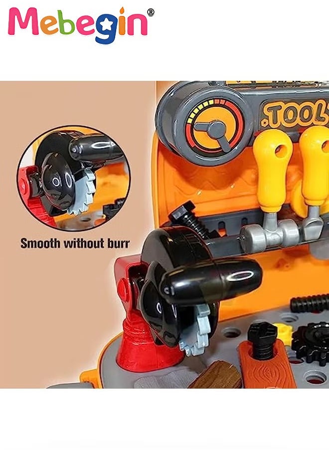 31 Pcs Tool Backpack Toy Play Set, Kids Construction Tool Bench with Various Simulation Accessories, Realistic Pretend Play Set Workbench Toys Gifts for Boys Girls Kids 3+