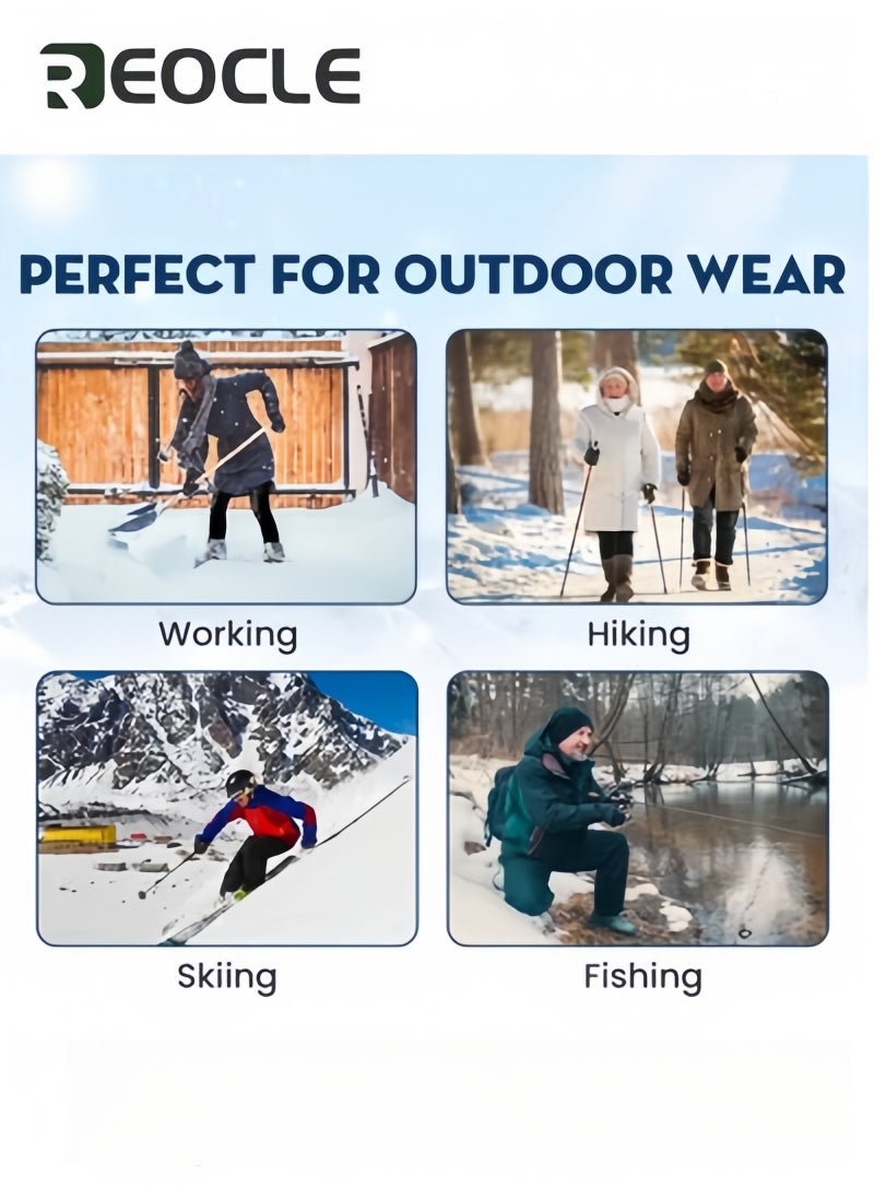Winter Snow Pants Fleece-Lined Pants Waterproof Winter Warm Trousers Windproof Casual Loose-Fit Plus Size Thick Pants for Men and Women Black