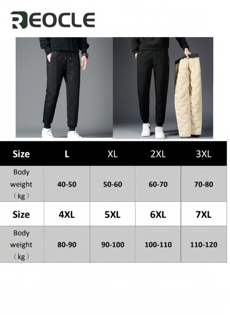 Winter Snow Pants Fleece-Lined Pants Waterproof Winter Warm Trousers Windproof Casual Loose-Fit Plus Size Thick Pants for Men and Women Black