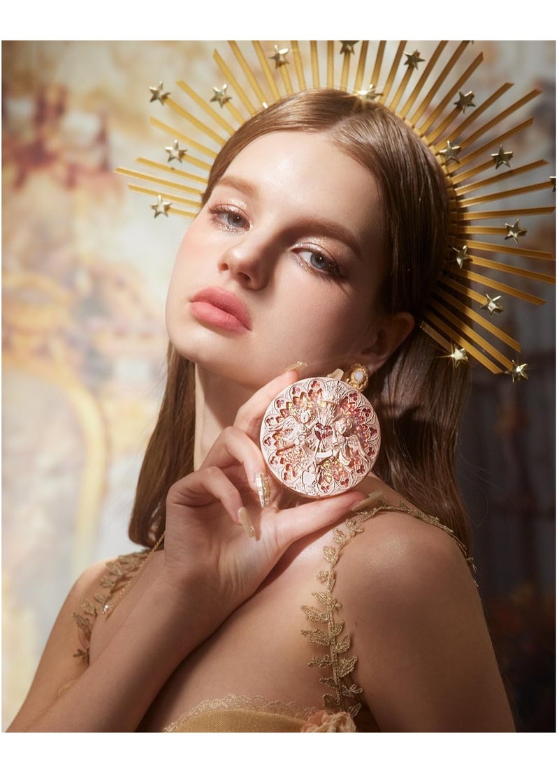 Flower Knows Little A Embossed Face Highlighter Palette - Diamond Glitter, 3D Contour, Water Light Formula for Brightening and High Light Effect (L03 Chanting Anthem, 8g)