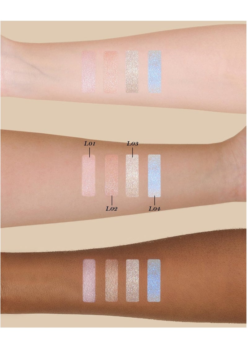 Flower Knows Little A Embossed Face Highlighter Palette - Diamond Glitter, 3D Contour, Water Light Formula for Brightening and High Light Effect (L03 Chanting Anthem, 8g)