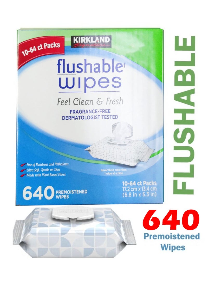 Moist Flushable Tissue Wipes Ultra Soft Hypoallergenic Plant-Based Wipes 640
