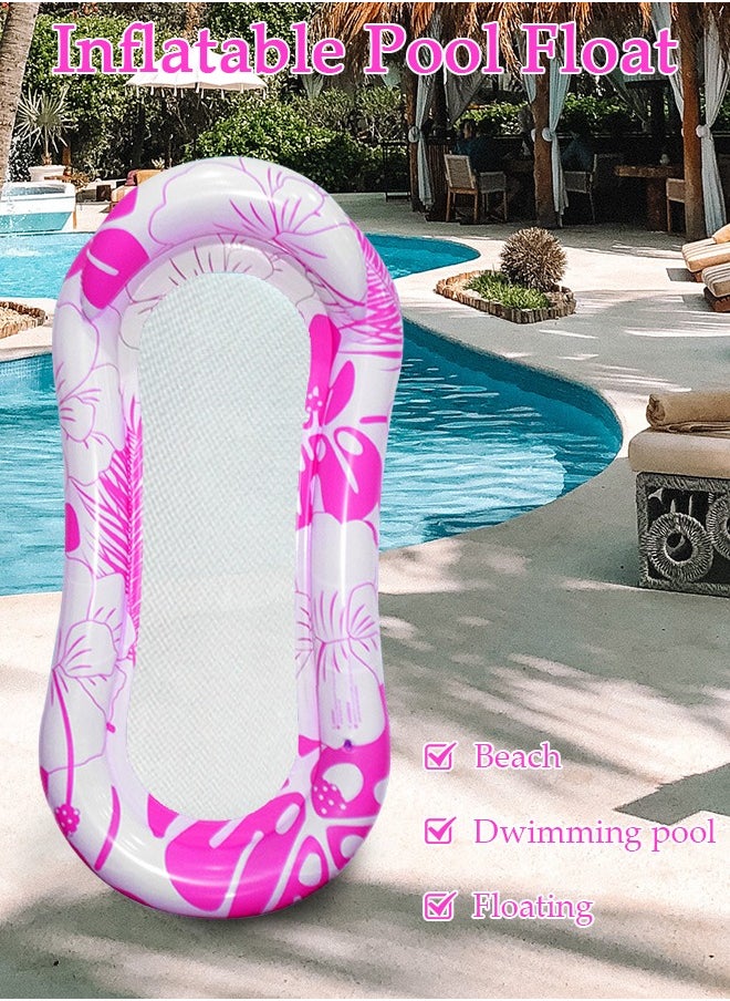 Inflatable Pool Float Lounger Raft for Adults and Kids, 150*78CM Floating Mat Inflatable Contour Lounger with Headrest Ultra-Comfort Cooling Pool Raft Floaty Toys