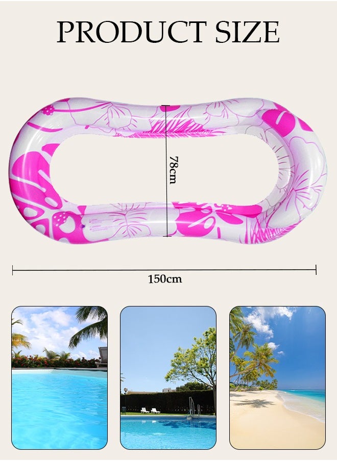 Inflatable Pool Float Lounger Raft for Adults and Kids, 150*78CM Floating Mat Inflatable Contour Lounger with Headrest Ultra-Comfort Cooling Pool Raft Floaty Toys
