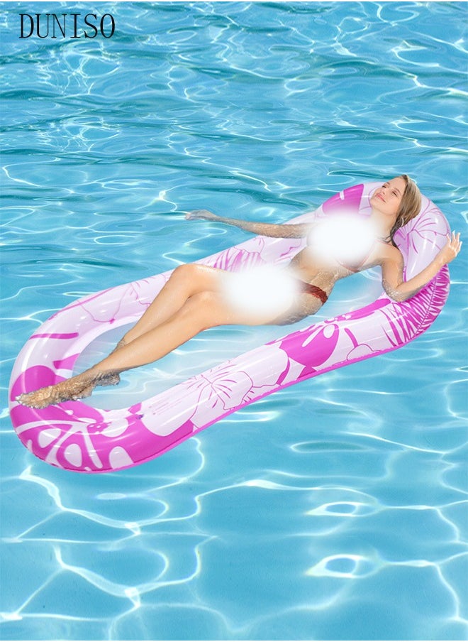 Inflatable Pool Float Lounger Raft for Adults and Kids, 150*78CM Floating Mat Inflatable Contour Lounger with Headrest Ultra-Comfort Cooling Pool Raft Floaty Toys