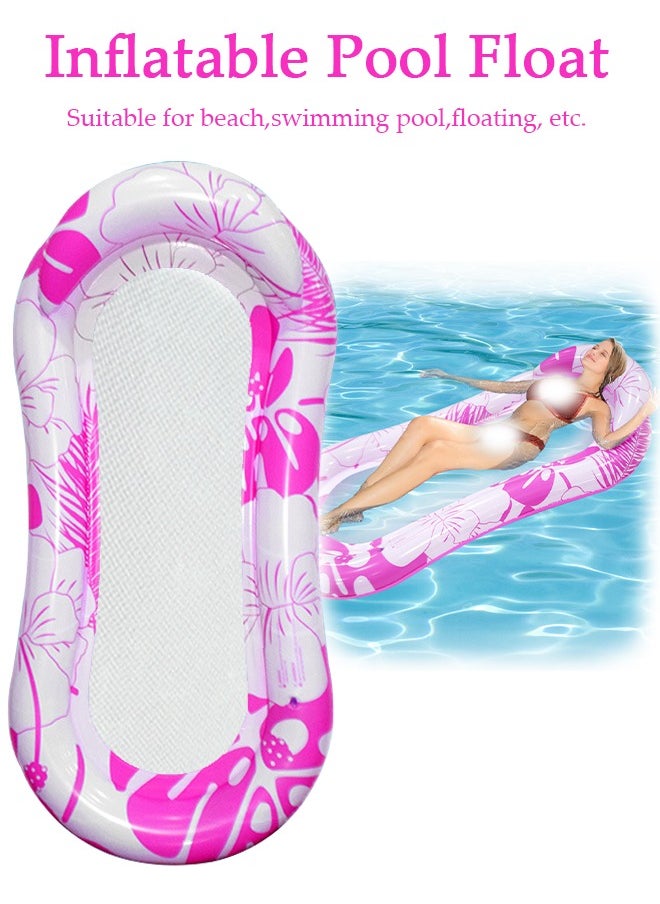 Inflatable Pool Float Lounger Raft for Adults and Kids, 150*78CM Floating Mat Inflatable Contour Lounger with Headrest Ultra-Comfort Cooling Pool Raft Floaty Toys