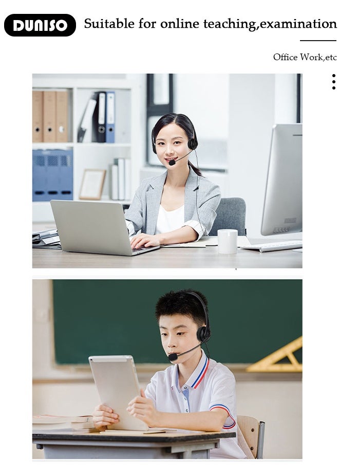 Microphone Headphone with Noise Canceling Headphones for Office, Meetings, Chat, Call Centers Comfortable Over-Ear Headphones with Rotating Mic