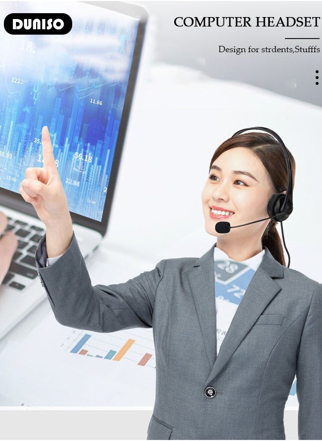 Microphone Headphone with Noise Canceling Headphones for Office, Meetings, Chat, Call Centers Comfortable Over-Ear Headphones with Rotating Mic