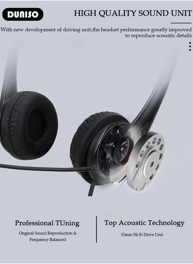 Microphone Headphone with Noise Canceling Headphones for Office, Meetings, Chat, Call Centers Comfortable Over-Ear Headphones with Rotating Mic