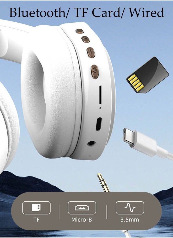 Bluetooth Headphones Over Ear Wireless Headphones with Detachable Microphone HiFi Stereo Foldable Lightweight Headset, Deep Bass for Home Office Cellphone PC