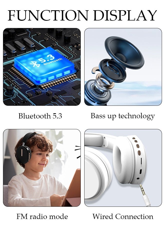 Bluetooth Headphones Over Ear Wireless Headphones with Detachable Microphone HiFi Stereo Foldable Lightweight Headset, Deep Bass for Home Office Cellphone PC