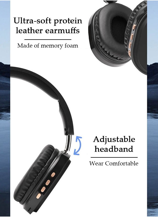 Bluetooth Headphones Over Ear Wireless Headphones with Detachable Microphone HiFi Stereo Foldable Lightweight Headset, Deep Bass for Home Office Cellphone PC